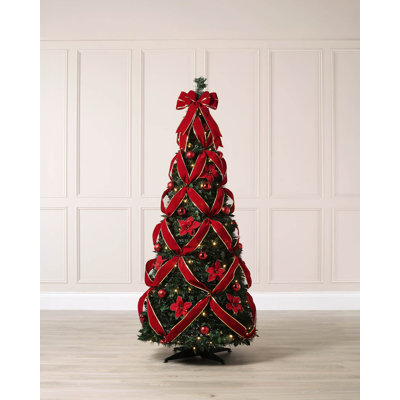 Artificial Pre-Lit Pop-Up Poinsettia Christmas Tree, 6ft