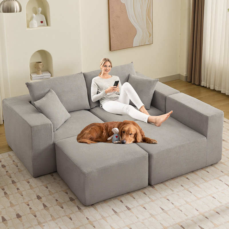 6 canapés combinés à blocs modulaires et à trois modules - Position latérale 2425, Gris clair