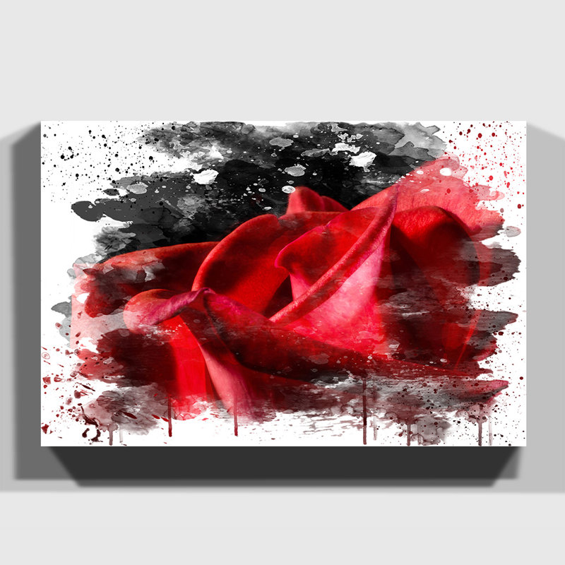 Flower Red Rose - Wall Art, 70cm H x 100cm W, Wrapped Canvas