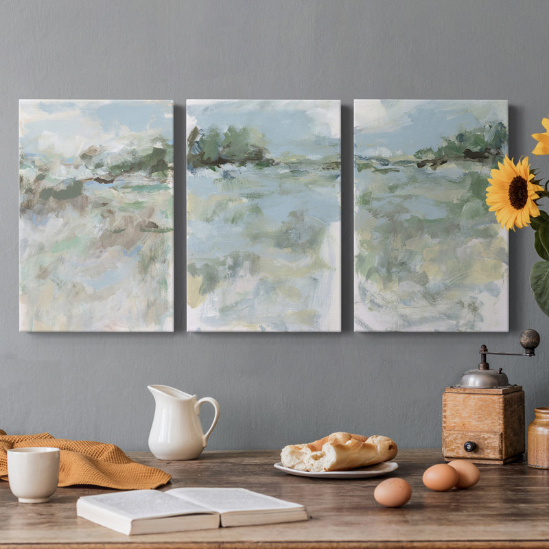 «Far Away Hills II», ensemble de 3 peintures sur toile tendue, H 27 po x l 48 po x P 1 po