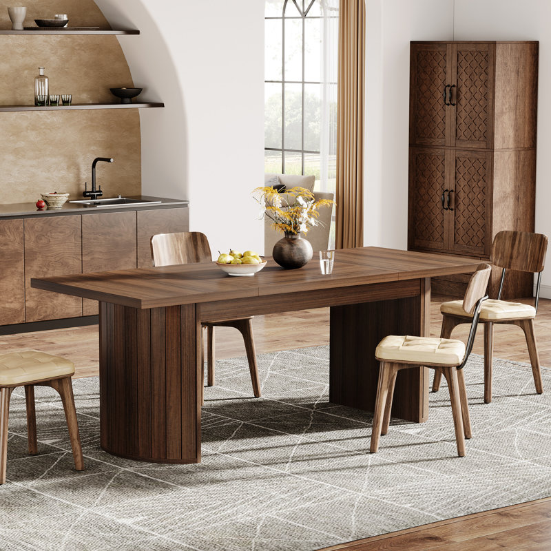 78.74" Walnut Brown Reclaimed Wood Farmhouse Dining Table