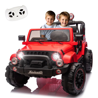 24v Kids Ride On Electric Car With Parents Control,2-seater Kids Ride On Truck With 2wd,rear Suspension,trunk Storage,portable Pull Rod,light&searchlight,bluetooth,usb, For Kids Aged 3-8.