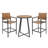 3 Piece Bar Height Patio Table and Chairs Set, High Top Bistro Set with Fauxwood Armrest