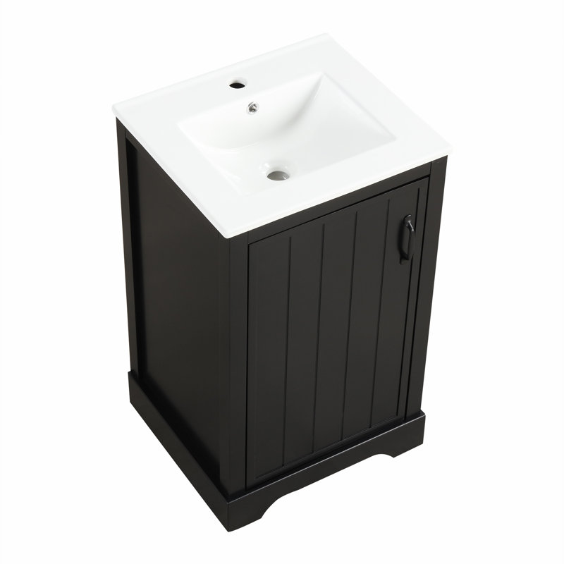 Meuble-lavabo de 20 po avec lavabo, Noir, Noir