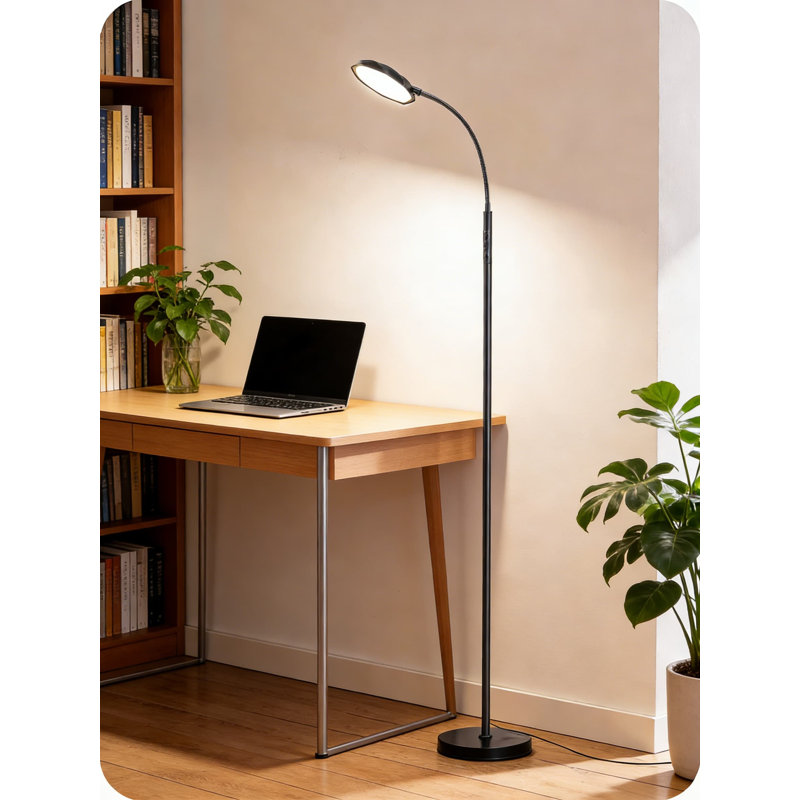 Lampe sur pied à DEL avec télécommande, lampe sur pied à intensité variable de 1300LM avec 4 températures de couleur, col de cygne réglable pour la lecture dans le salon, la chambre à coucher ou le bureau à domicile