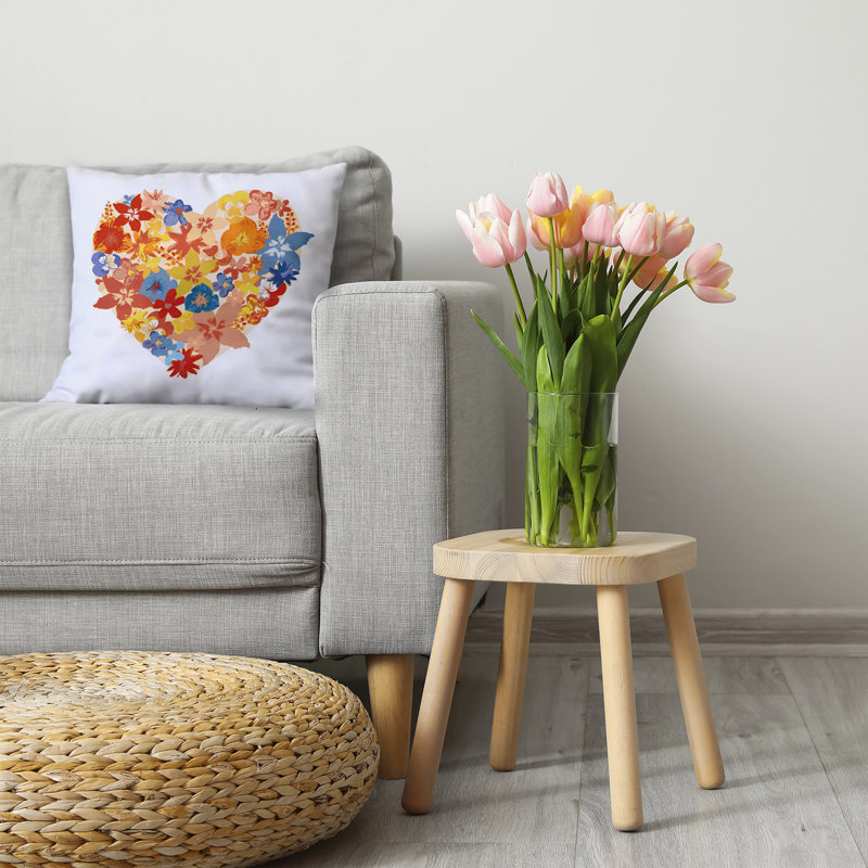 Coussin décoratif en polyester floral, H 26 po x l 26 po, Carré