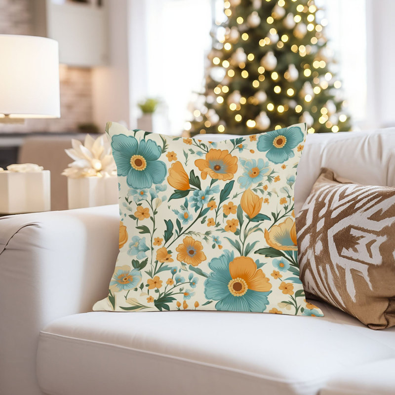 Floral Pattern Flowers Retro Pattern Cottage, 16"H x 16" W
