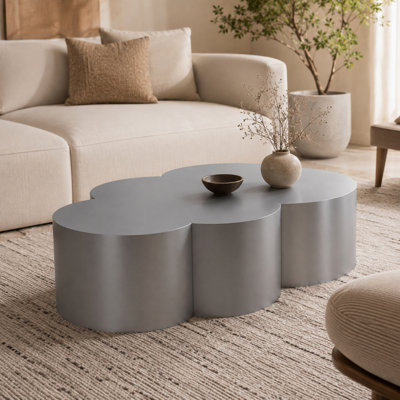 Caston 41.3" Cloud-Shaped Stainless Steel Coffee Table, Luxury Modern Sculptural Center Table for Living Room