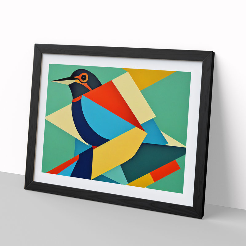Kingfisher Bird Abstract Vol.4 - Framed Print, Black, 46cm H x 64cm W x 2cm D