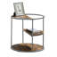 Table de bout à 1 demi-tablette unique de style industriel avec finition grise et noyer et trois tablettes avec structure thermolaquée - non incluse