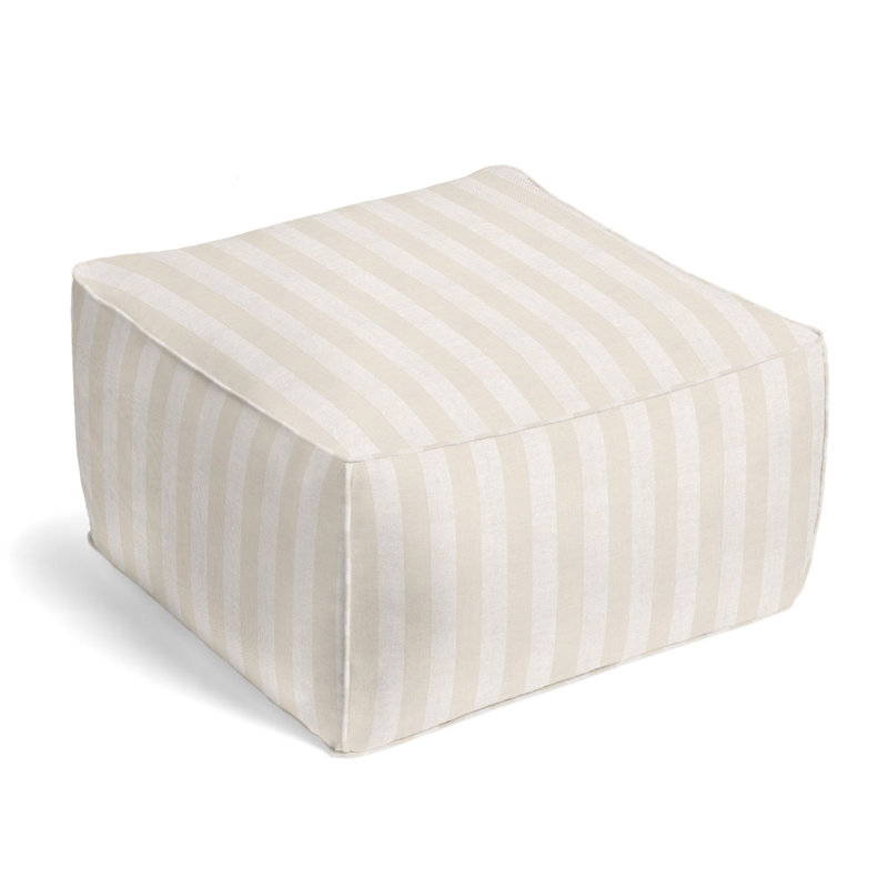Upholstered Pouf, Silver Linen Blend/Cotton Blend
