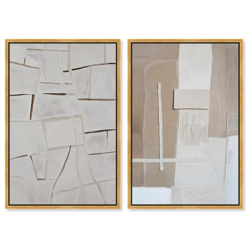"Modern Minimalist Neutral Set", reproduction d'art sur toile par Art Remedy, H 54 po x l 36 po