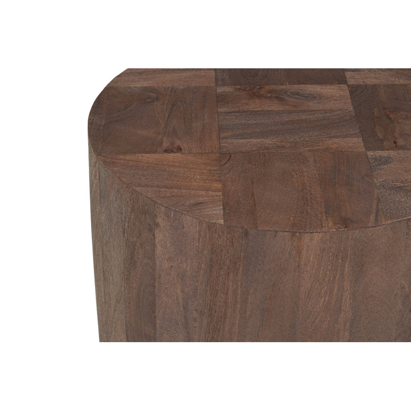 Table de bout ronde en bois de manguier massif, Walnut