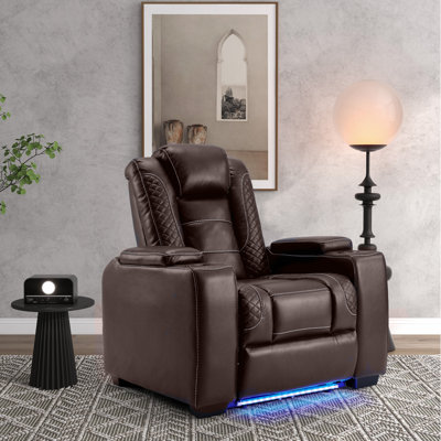 39" Adjustable Headrest Power Recliner With Cup Holders