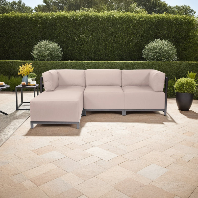 Woodsen Acrylic Box Cushion Ottoman Slipcover, Seascape Sand