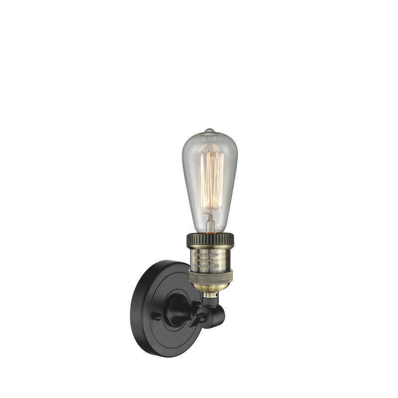 Chickerell Armed Sconce, 6 Watt Vinage LED Bulb, Black Antique Brass