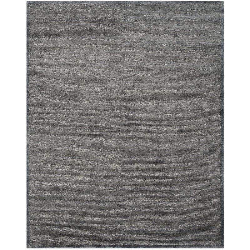 Tibetan Tibetan Hand Knotted Wool, Viscose, Cotton Striped Rug, Rectangle 6' x 9'