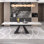 63'' to 94.5” Extendable Dining Table For 8-10 with Sintered Stone Tabletop and Metal Base