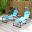 Chaise longue d'extérieur, chaise longue pliante à dossier réglable, chaise de bronzage rembourrée avec toit pare-soleil et appui-tête pour plage, camping, randonnée-25587959-53310600