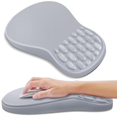 Ergonomic Mouse Pad With Memory Foam Wrist Rest And Non-Slip PU Base