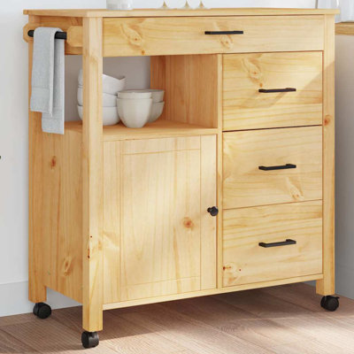 Atley Rolling Kitchen Cart with Solid Wood Top by Millwood Pines