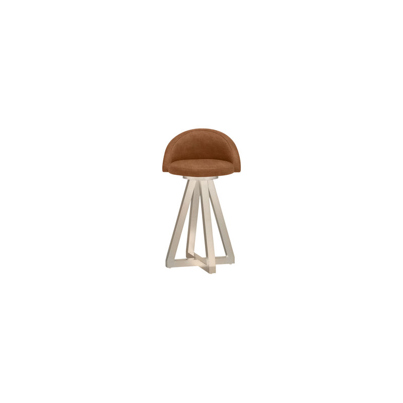 X2 Seat Top 26" Swivel Bar Stool, No Ring, Bleached White Oak, Saddle