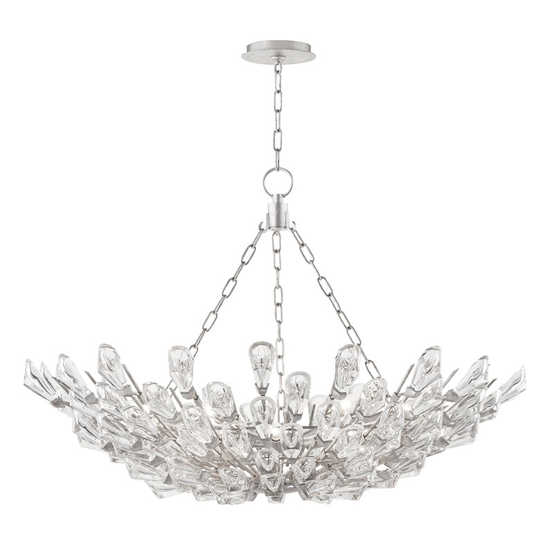 Tulip 12 Light Chandelier, Silver Leaf