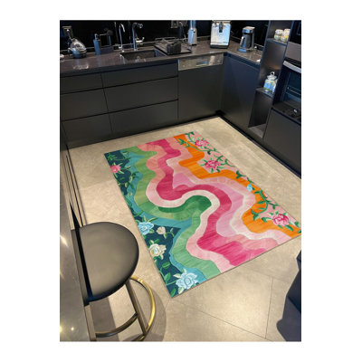 Tapis décoratif lavable à la machine multicolore Paris