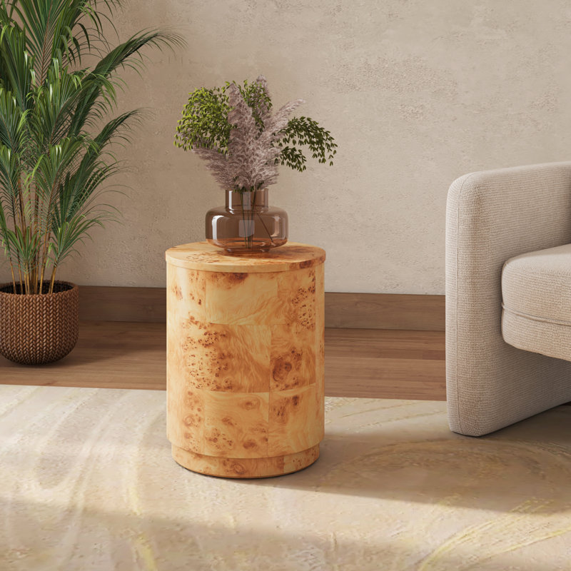 Garud Arsenio Burl Wood Round Side/End Table, Natural