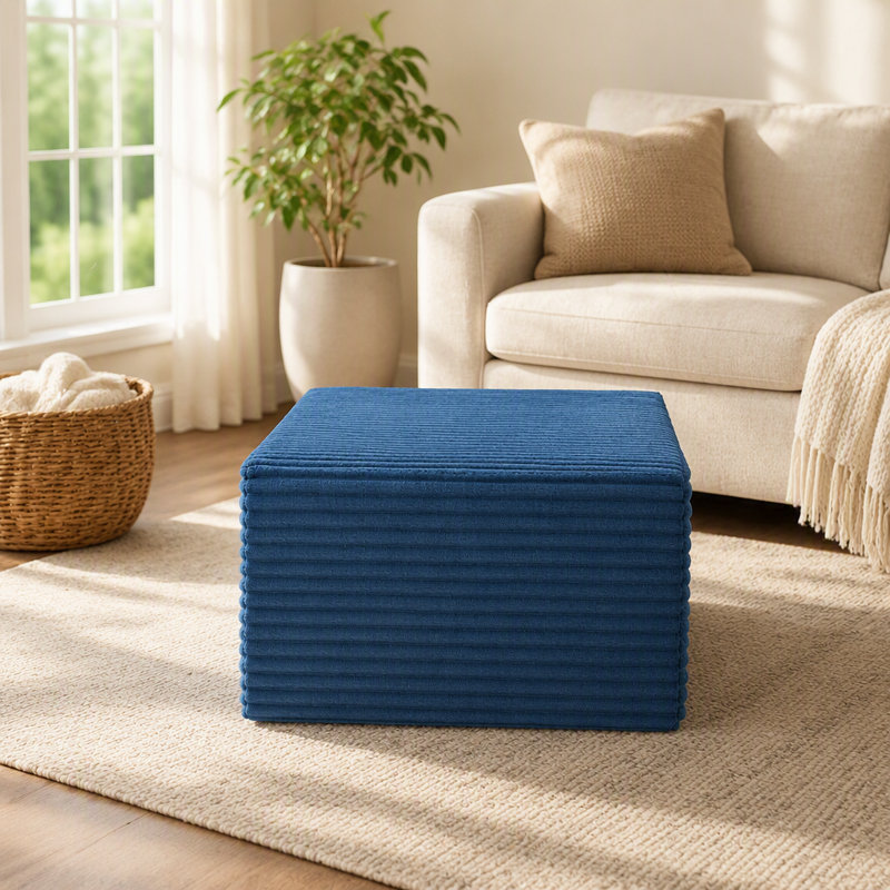 Fauteuil d'appoint moderne en velours côtelé, pouf ottoman infonuagique sans os pour salon, tabouret décoratif confortable, aucun assemblage requis