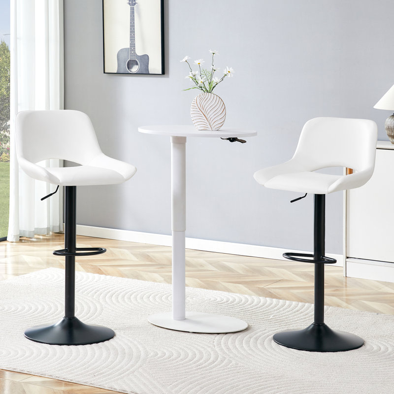 Tabourets de bar réglables modernes, blanc, paquet de 2, idéal pour la maison et la cuisine