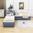 Shel Twin Size,Upholstered L-shaped Platform Bed with Trundle and Two Drawers