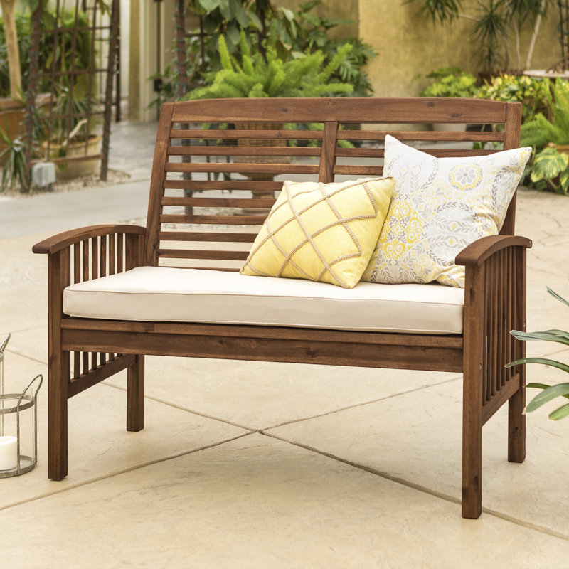 Solid Wood Acacia Outdoor Bench, Dark Brown