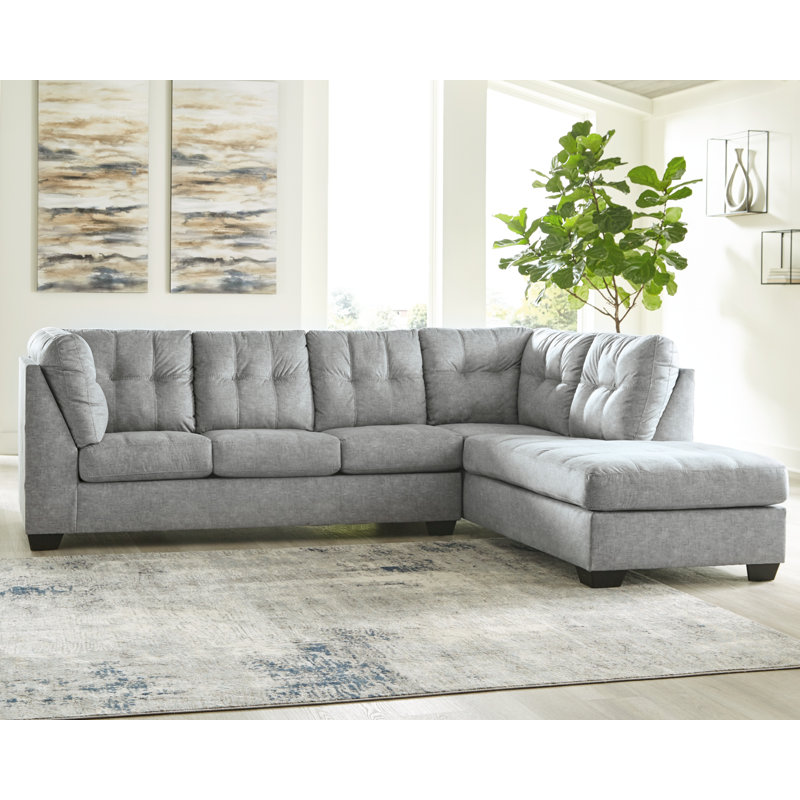 Falkirk 2 - Piece Upholstered Sectional, Gray Polyester