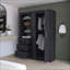 Armoire avec 3 tiroirs, tablette à 3 niveaux et amp; 2 portes | Panneau de particules | Noir