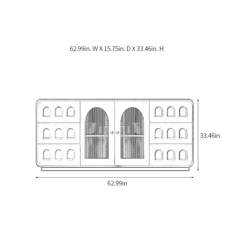 Buffet léger de luxe avec 2 portes et 6 tiroirs, Blanc
