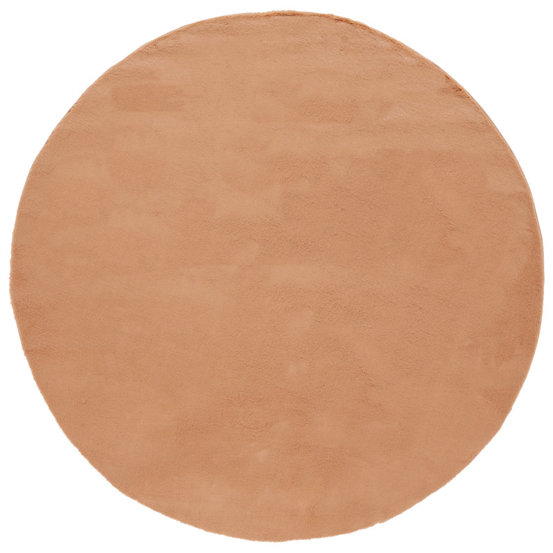 Faux Rabbit Fur Performance Machine Washable Solid Color Rug, Round 6'