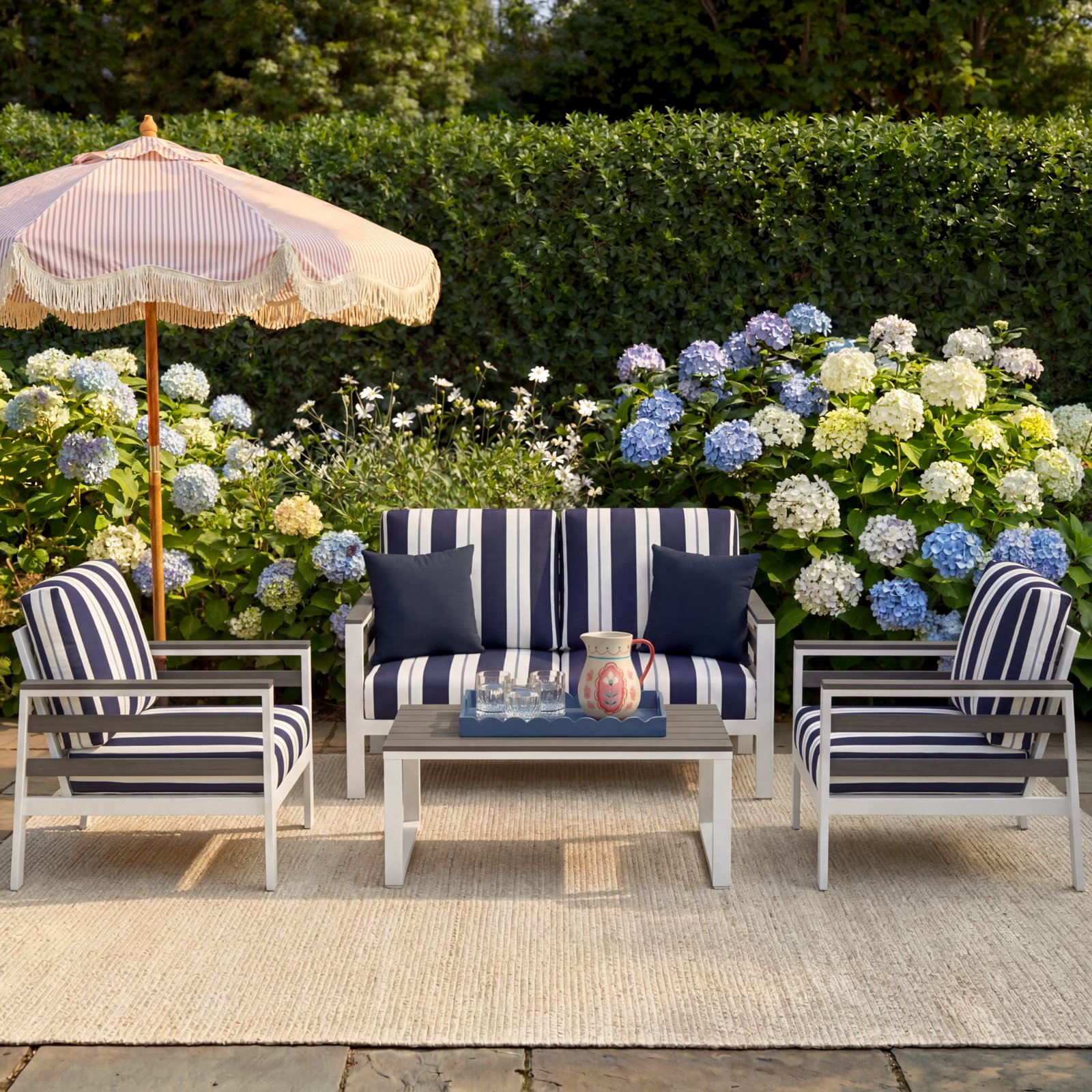 Townsend 4-Person Sunbrella® Patio Seating Group, Coastal Gray