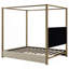 Queen Size Upholstery Canopy Platform Bed With Headboard And Metal Frame