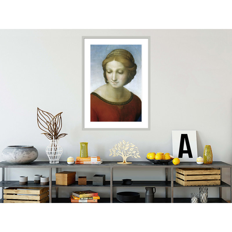 Détail de la Madone de la prairie par Raphael - Impression sur toile, H 41,5 po x l 30,13 po