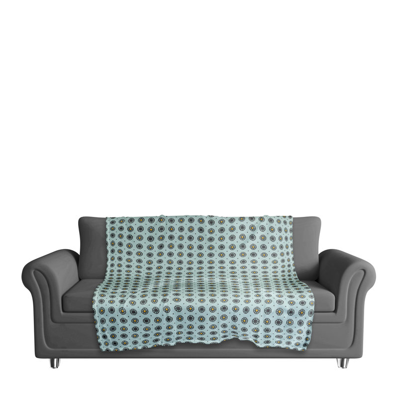  Jeté à motif floral Pixel, Bleu