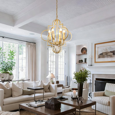 Bronze Geometric Metal Six-light Pendant Light