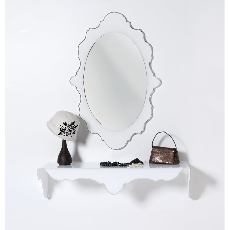 Mccants Wall Mirror with Shelves, White, 254 cm H x 162.56 cm W