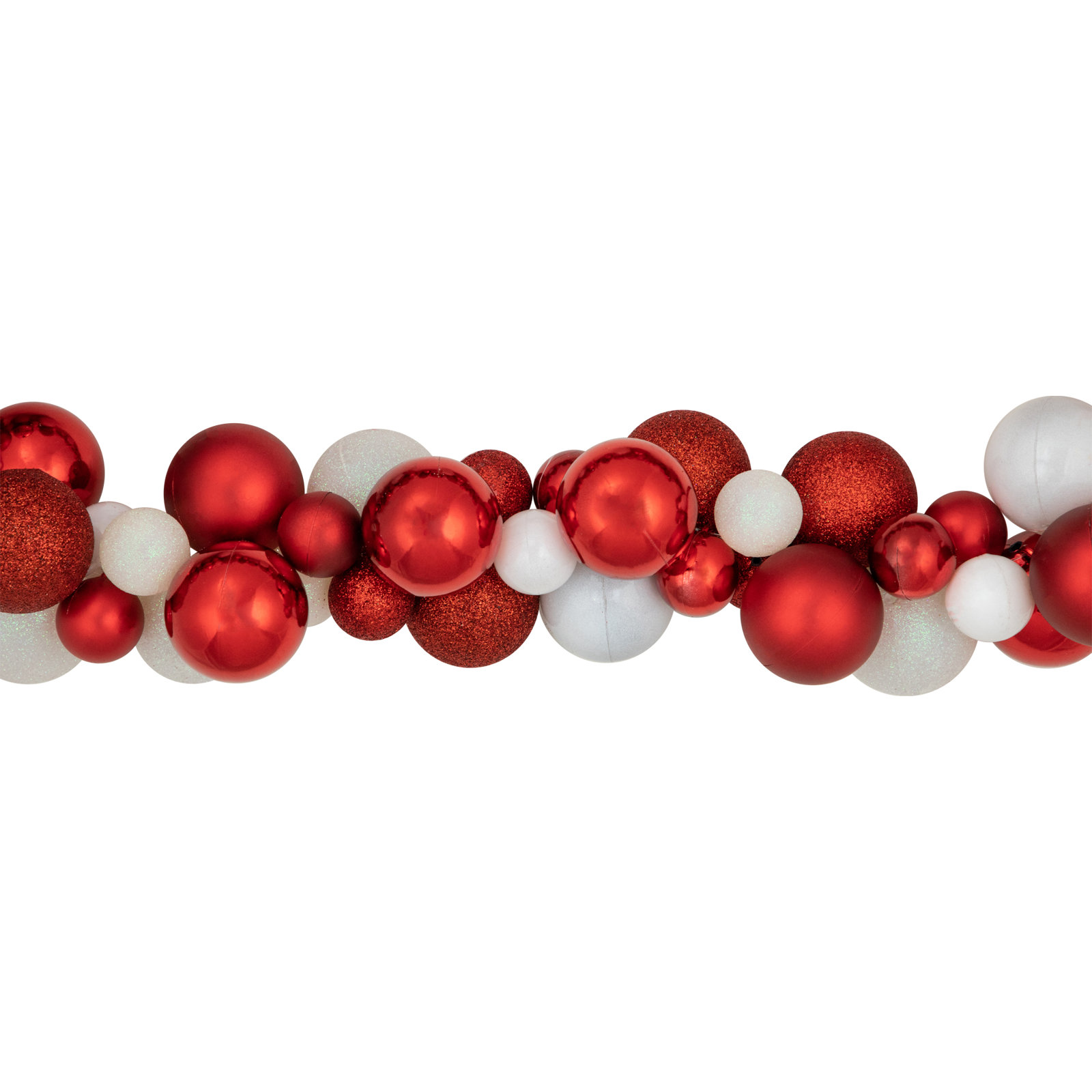6' Shatterproof Ball Christmas Garland, White/Red