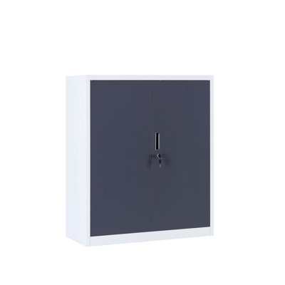 Ralyn Metal Storage Cabinet with Lock, 2 Doors, 2 Shelves