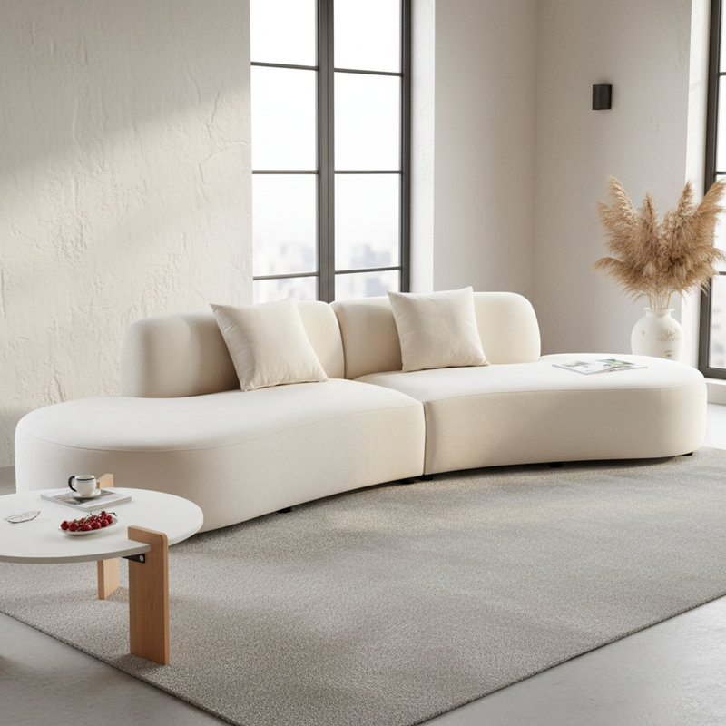 132.3'' Wide half moon design curved sofa, Ivory