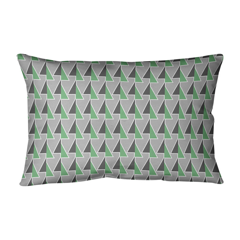Coussin lombaire à motif de flèches changeées, H 14 po x l 20 po, Duvet / Plumes, Vert