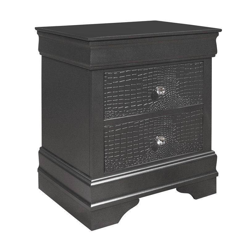 Contemporary Style Nightstand, Metallic Gray