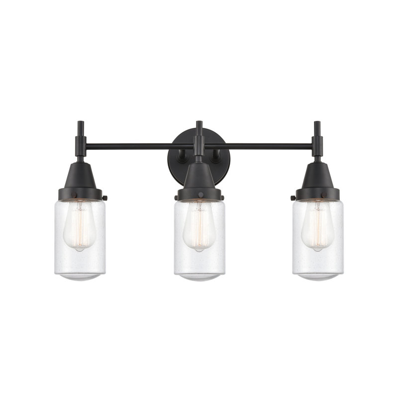 Éclairage pour meuble-lavabo à 3 lumières à intensité variable Gayle, Noir mat, Ampoule DEL rétro 4 watts, Grainé