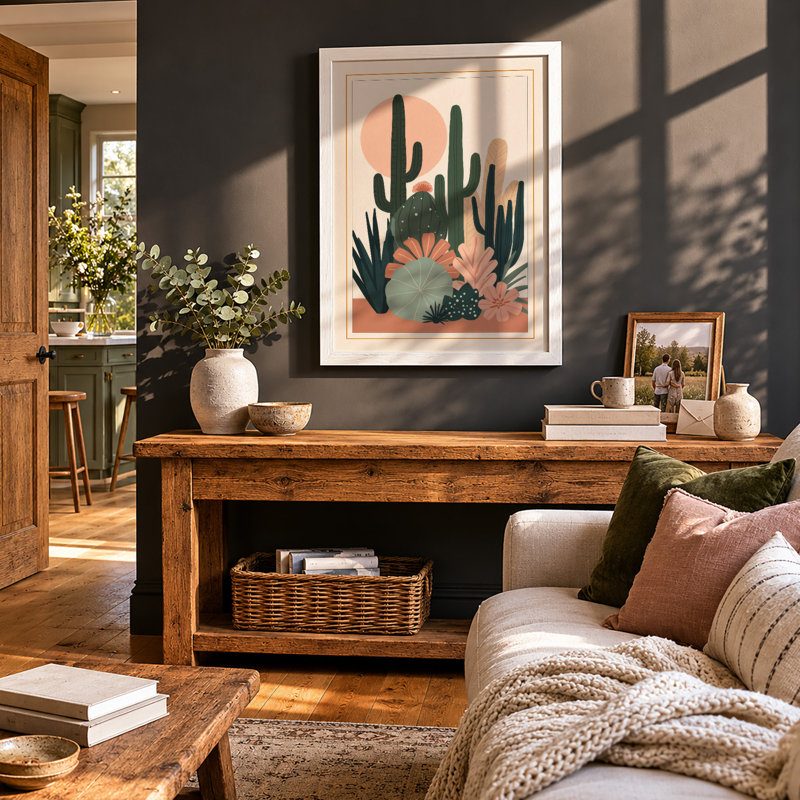 Desert Bloom Botanical - Framed Print, A3 - 42.0 x 29.7 cm, White